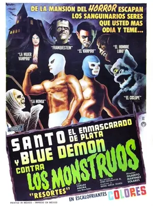 Santo el enmascarado de plata y Blue Demon contra los monstruos